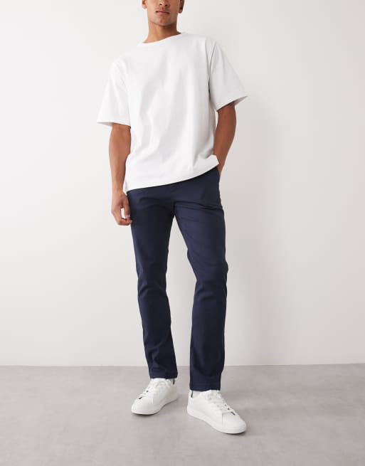 ASOS DESIGN 2 pack slim chinos in navy and stone, 2 of 5