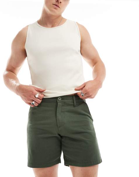 ASOS DESIGN 2 pack slim stretch chino shorts in khaki and stone save - view 1