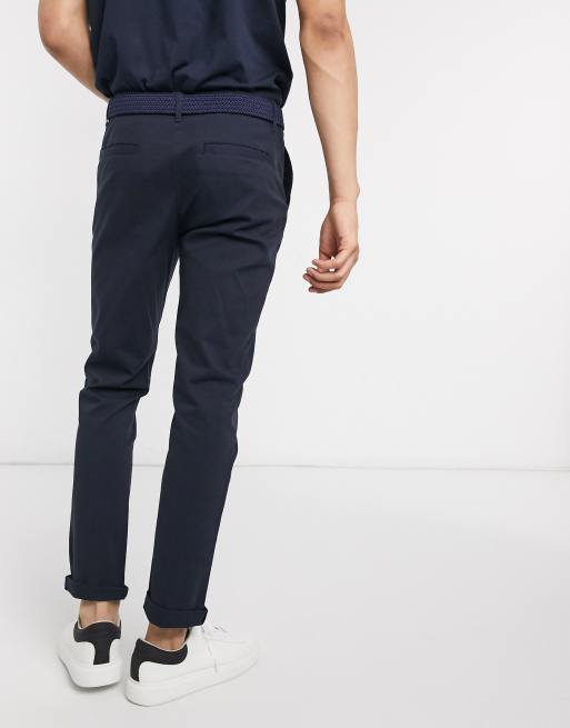 ASOS DESIGN 2 pack smala marinblå & stentvättade chinos SPARA, 2 av 4