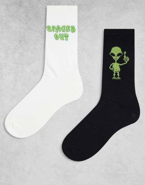 ASOS DESIGN 2 pack socks with alien graphic in multi - view 1