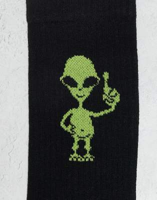 Asos Design 2 Pack Socks With Alien Graphics In Black