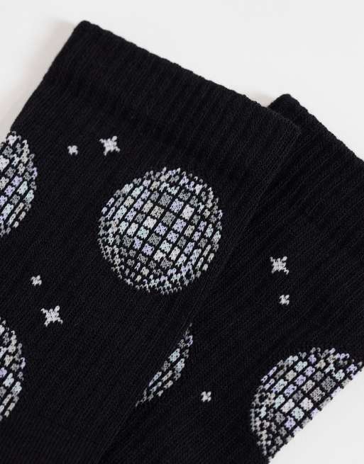 ASOS DESIGN 2 pack socks with disco ball graphic in multi, 2 of 3