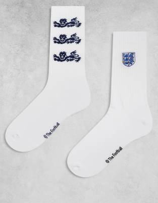 2 pack socks with England embroidery in white