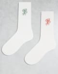 [ASOS DESIGN] ASOS DESIGN 2 pack socks with pizza graphic in multi 37-42 MULTI