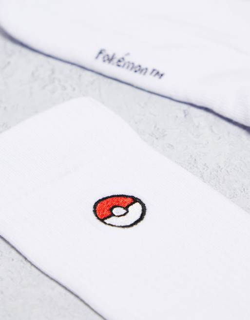 ASOS DESIGN 2 pack socks with Pokémon embroidery in white | ASOS