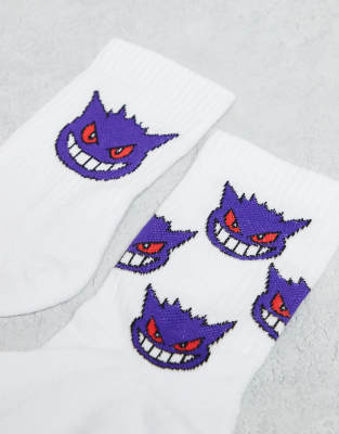Asos Design 2 Pack Socks With Pokémon Gengar Graphics In White