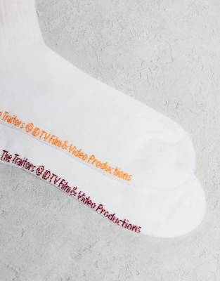 Asos Design 2 Pack Socks With Traitor Graphics In White