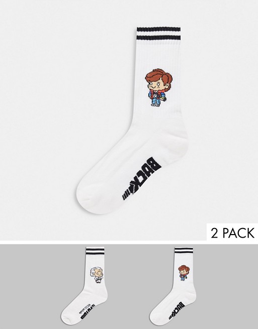 ASOS DESIGN 2 pack sport socks with back to the future design