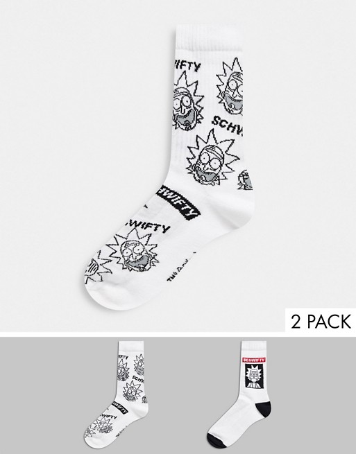 ASOS DESIGN 2 pack sports socks with rick and morty design save