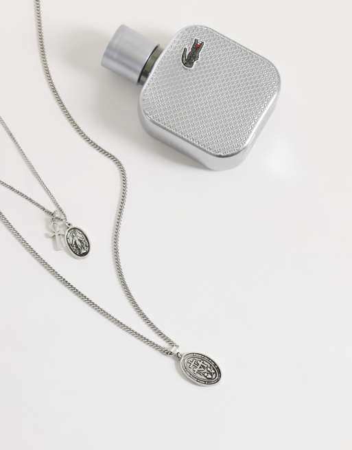 ASOS DESIGN 2 pack st mary and cross multi pendant necklace in burnished silver, 2 of 4