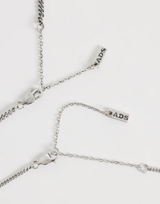 ASOS DESIGN 2 pack st mary and cross multi pendant necklace in burnished silver, 4 of 4