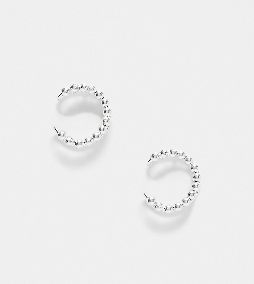 2 pack sterling silver ear cuff with double row and ball detail
