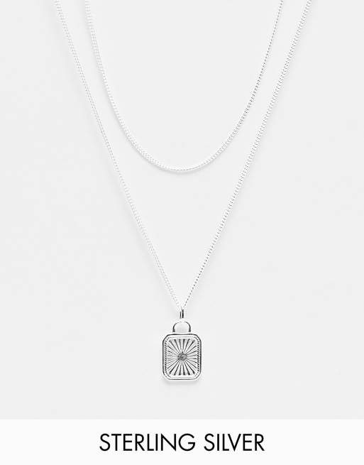 Square With Me Sparkle Sterling Silver Pendant Set, With Chain / Silver