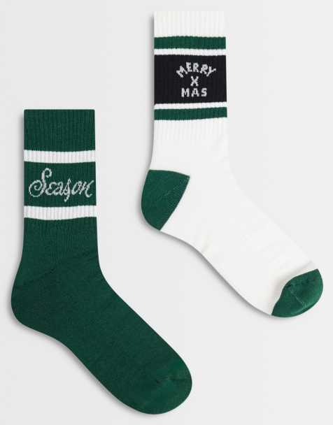 ASOS DESIGN 2-pack strumpor med Christmas-tryck i flerfärgat - view 1