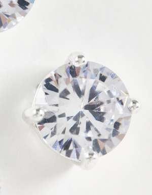 ASOS DESIGN 2 pack stud earring set with crystal in silver