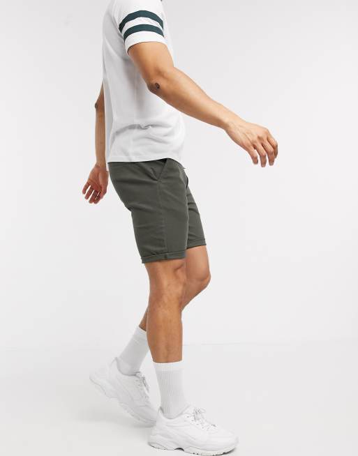 ASOS DESIGN 2 pack skinny chino super short shorts in khaki & white save