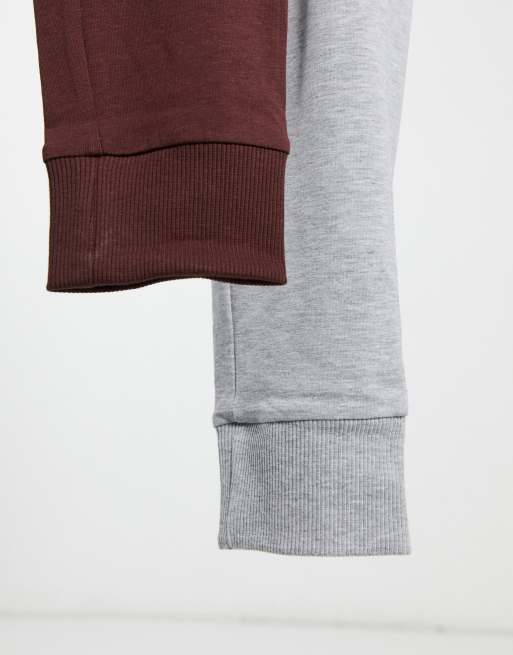 ASOS DESIGN 2 pack super skinny lightweight joggers in brown grey marl ASOS