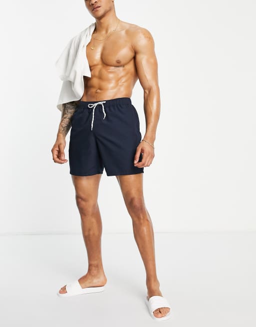 ASOS DESIGN swim shorts in short length with toggle waistband in light  khaki