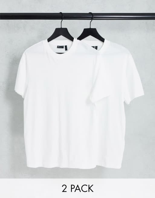 ASOS DESIGN 2 pack t-shirt with crew neck in white