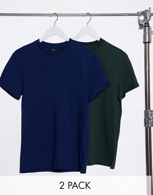 ASOS DESIGN 2 pack t-shirt with roll sleeve