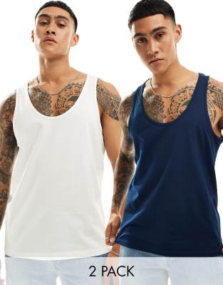 Asos Design 2 Pack Tank Tops In Multi