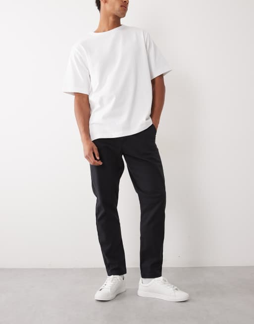 ASOS DESIGN 2 pack tapered chinos in black and navy, 2 of 5