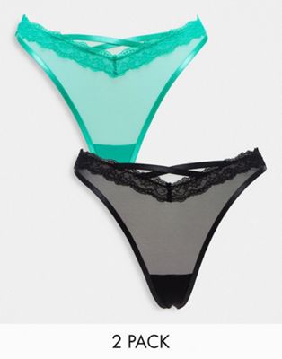 ASOS DESIGN Maddy clean mesh micro thong in green