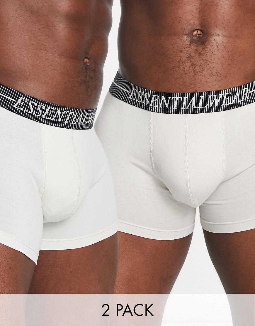 ASOS DESIGN 2-pack trunks in beige tones with essentials waistband-Neutral