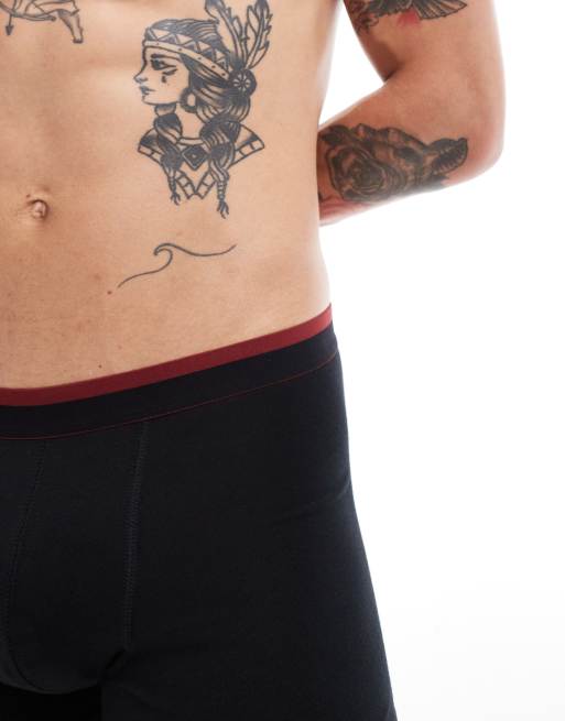 ASOS DESIGN 2 pack trunks in black and burgundy | ASOS