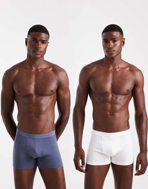 ASOS DESIGN 2 pack trunks in blue and white - view 1