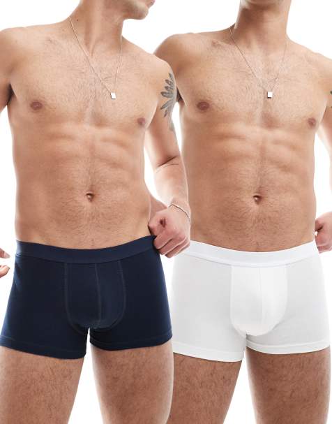 ASOS DESIGN 2 pack trunks in navy and white - view 1
