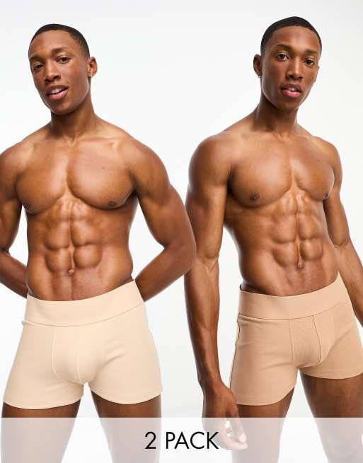 ASOS DESIGN 2 pack trunks in neutral