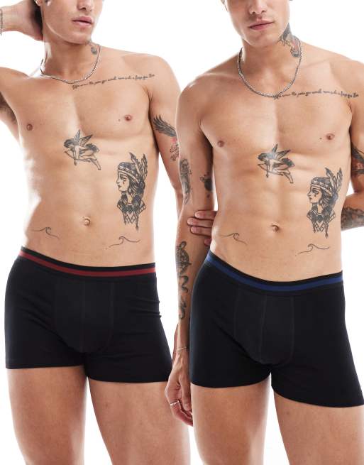 ASOS DESIGN 2 pack trunks with contrast tipping in multiple colors