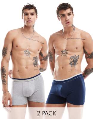 ASOS DESIGN 2 pack trunks with contrast tipping in multiple colours