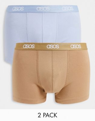 ASOS DESIGN 2 pack trunks with self waistbands