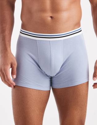 Asos Design 2 Pack Trunks With Stripe Waistband In Blue