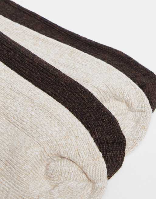 ASOS DESIGN 2 pack twist rib socks in ecru and brown | ASOS