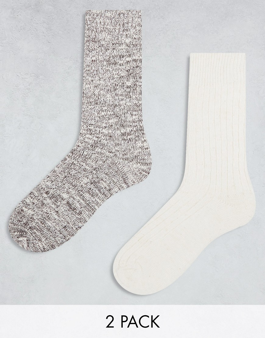 Asos Design 2 Pack Twist Sock In Brown And White