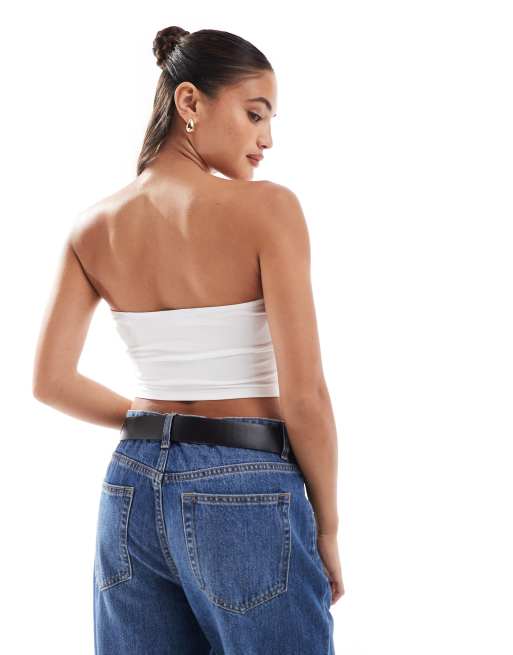 ASOS DESIGN Tall ultimate bandeau crop top in white