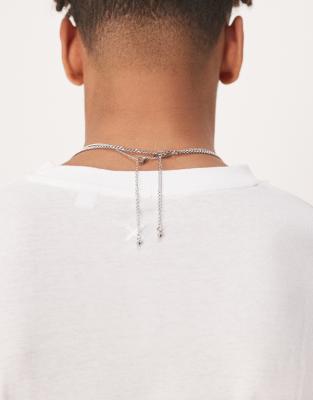 Asos Design 2-pack Waterproof Stainless Necklaces With Textured Pendant In Metallic