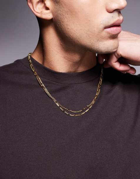 ASOS DESIGN 2 pack waterproof stainless steel chain necklaces in gold tone - view 1
