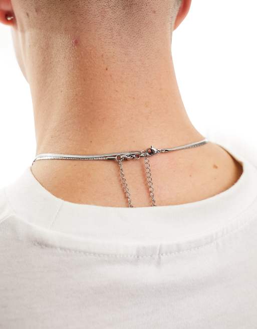 Mens silver chain on sale set