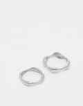[ASOS DESIGN] ASOS DESIGN 2 pack waterproof stainless steel molten metal rings in silver tone S-M SILVER