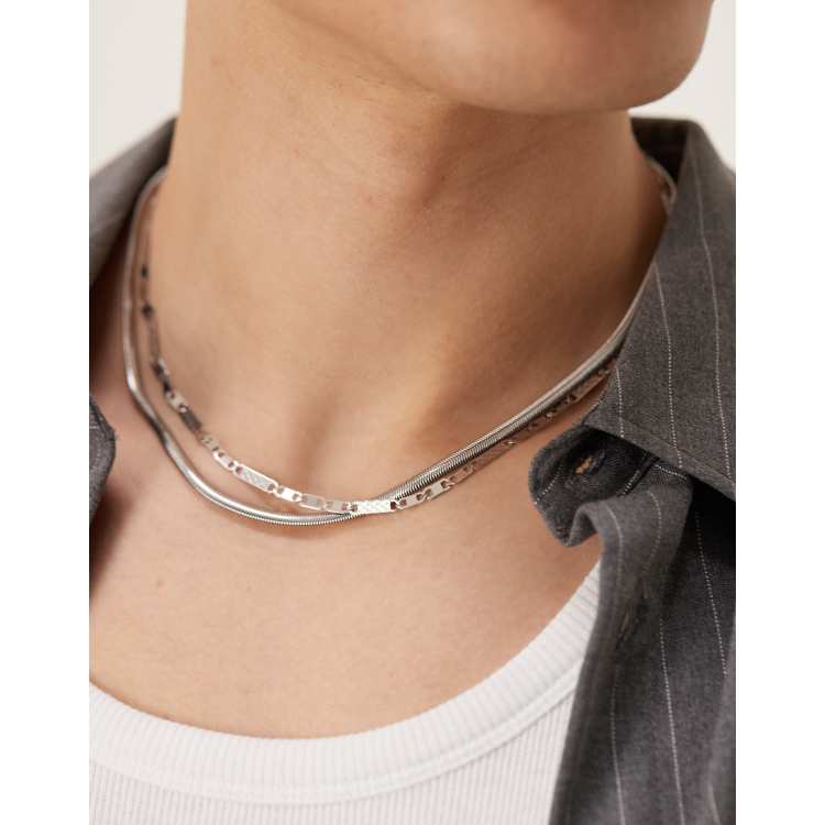 ASOS DESIGN 2 pack waterproof stainless steel snake and link