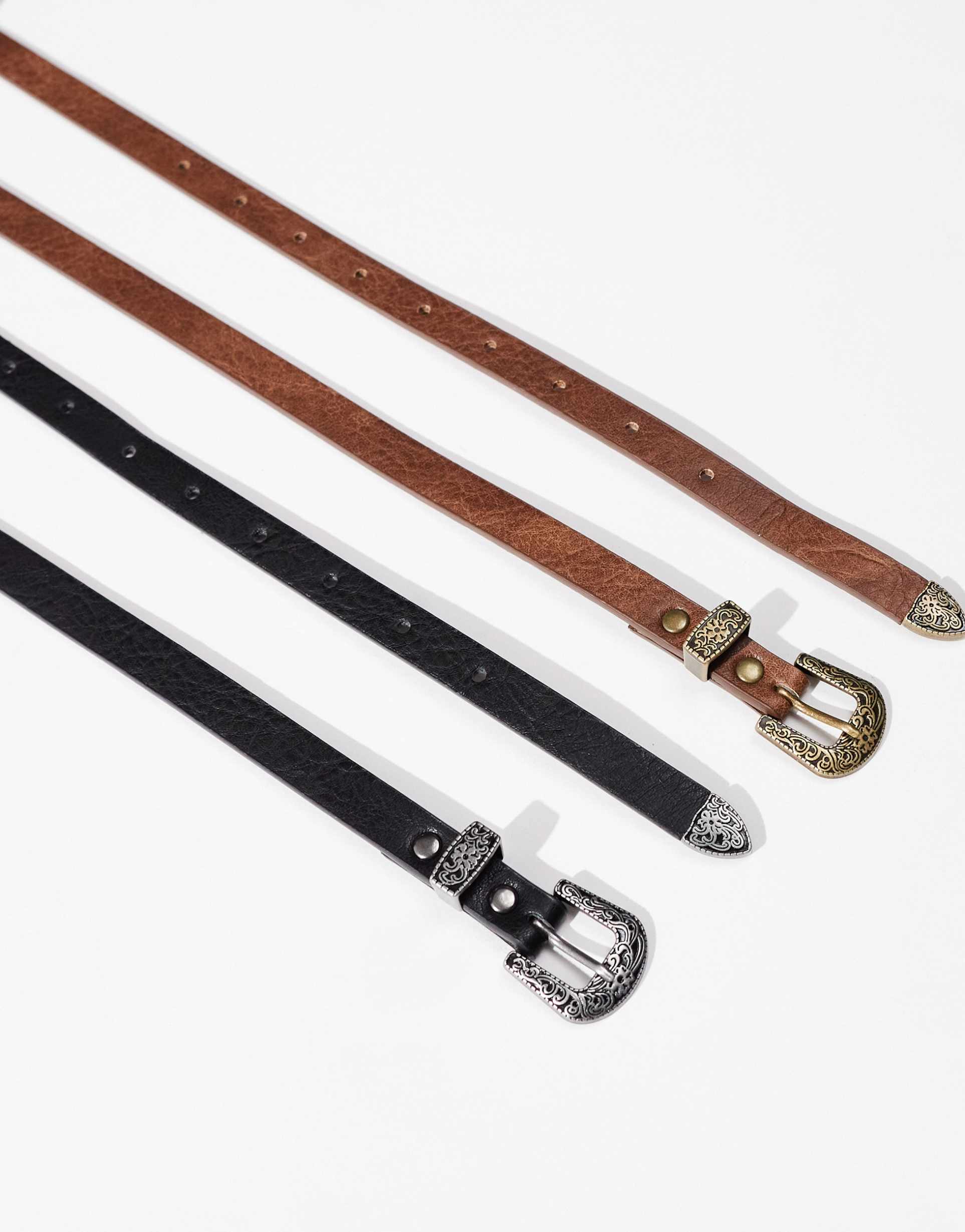 asos design 2-pack western waist and hip jeans belts