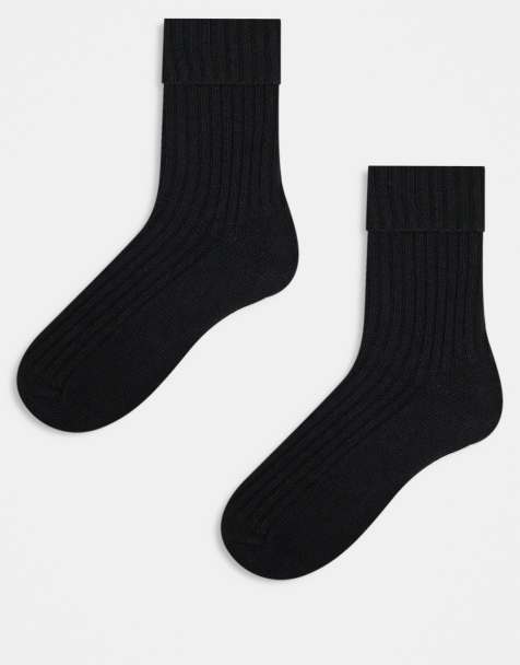 ASOS DESIGN 2 pack wool ankle socks in black - view 1