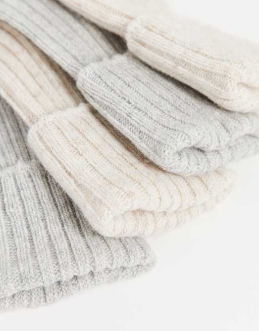 ASOS DESIGN 2 pack wool mix calf length lounge socks in neutral tones - MULTI, 4 of 4