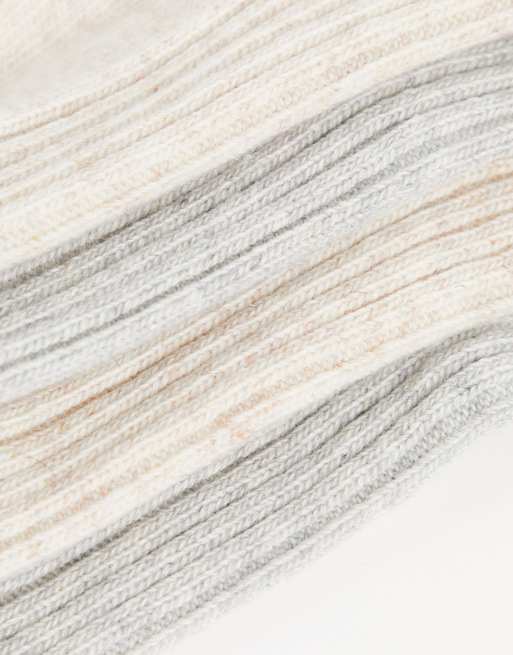 ASOS DESIGN 2 pack wool mix calf length lounge socks in neutral tones, 2 of 4