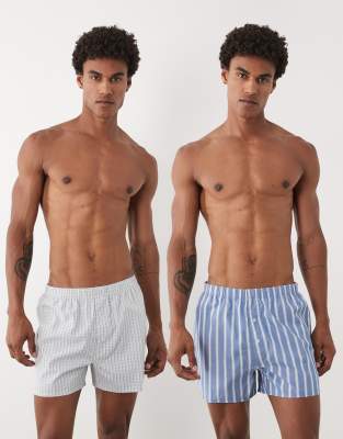 Asos Design 2 Pack Woven Boxers In Multi