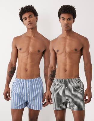 Asos Design 2 Pack Woven Boxers In Multi